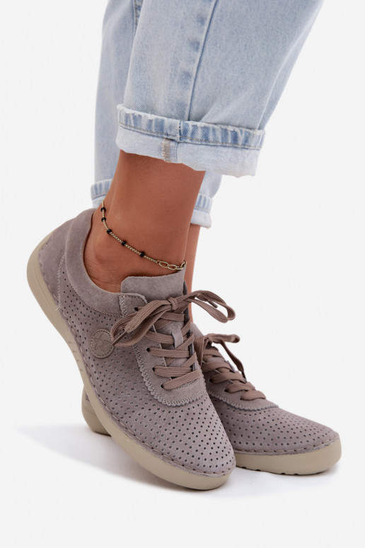 Chaussures pour femmes en daim synthétique à lacets couleur sable Bahia