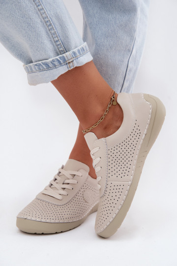 Chaussures en cuir ivoire pour femmes à lacets Bahia