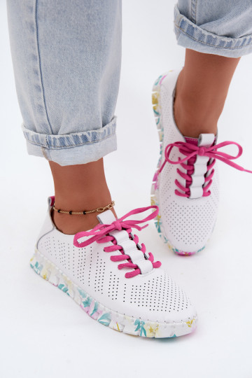 Chaussures en cuir blanches pour femmes à lacets Cadiz