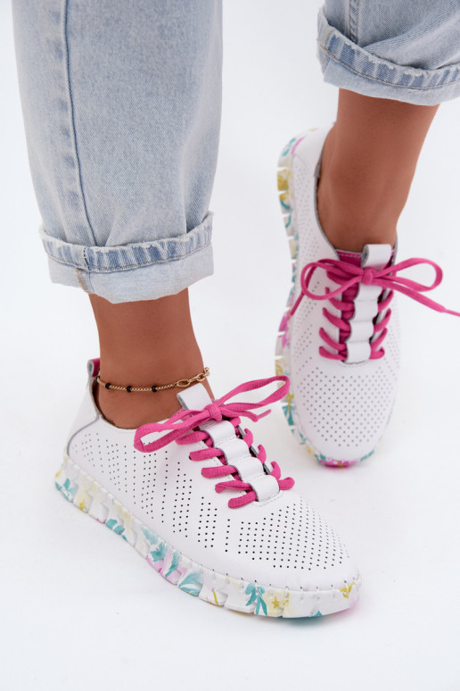 Peau chaussures Féminin avec des lacets couleur blanche Cadiz