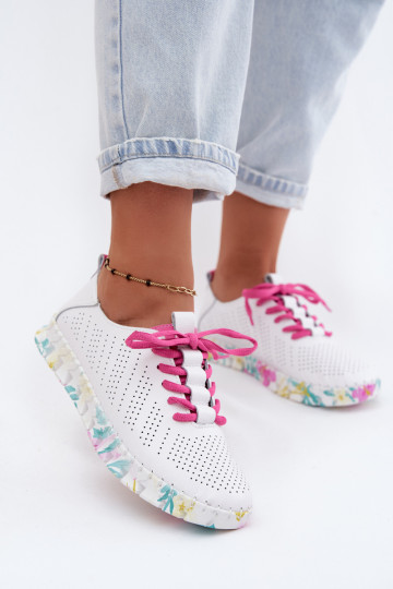 Chaussures en cuir blanches pour femmes à lacets Cadiz 2