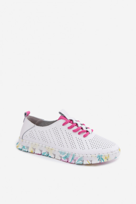 Peau chaussures Féminin avec des lacets couleur blanche Cadiz