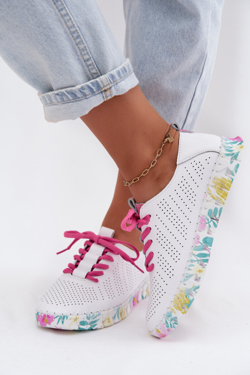 Chaussures en cuir blanches pour femmes à lacets Cadiz