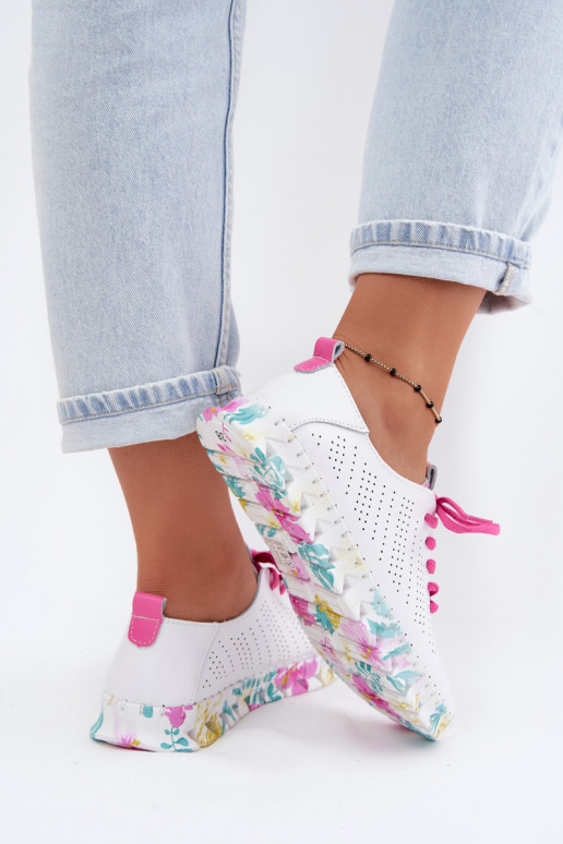 Chaussures en cuir blanches pour femmes à lacets Cadiz