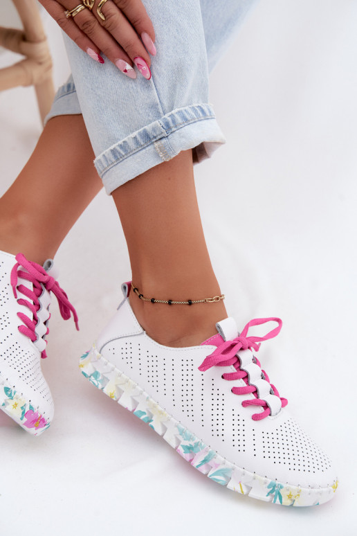 Peau chaussures Féminin avec des lacets couleur blanche Cadiz