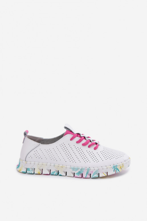 Peau chaussures Féminin avec des lacets couleur blanche Cadiz