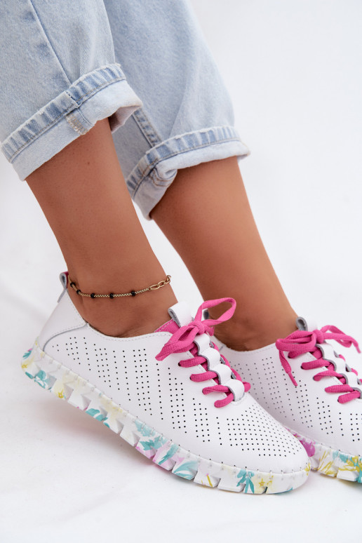 Peau chaussures Féminin avec des lacets couleur blanche Cadiz