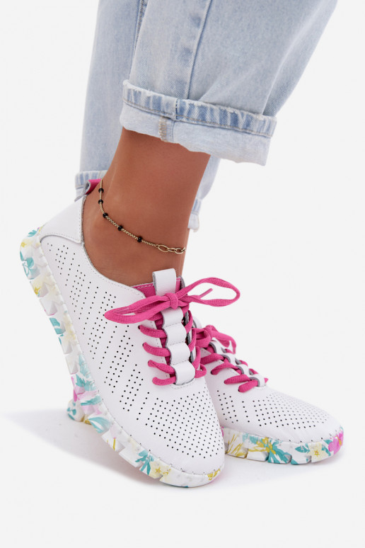 Chaussures en cuir blanches pour femmes à lacets Cadiz