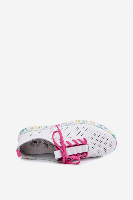 Peau chaussures Féminin avec des lacets couleur blanche Cadiz