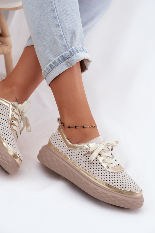 Chaussures pour femmes en daim synthétique avec plateforme et éléments découpés couleur sable Lessa