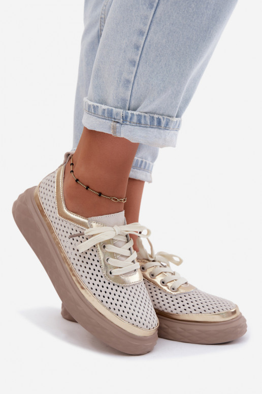Chaussures pour femmes en daim synthétique avec plateforme et éléments découpés couleur sable Lessa