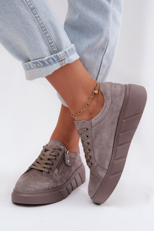 chaussures FémininActivéturalnego en daimu avec une plateforme beige Lunis