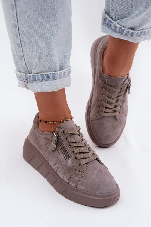 Chaussures à plateforme pour femmes en daim synthétique couleur sable Luna