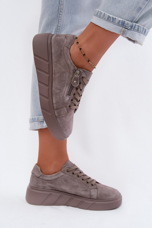 chaussures FémininActivéturalnego en daimu avec une plateforme beige Lunis
