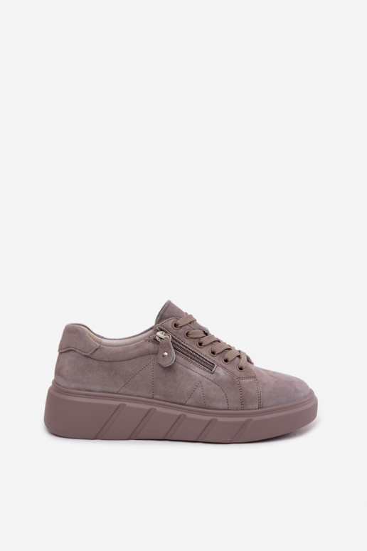 chaussures FémininActivéturalnego en daimu avec une plateforme beige Lunis