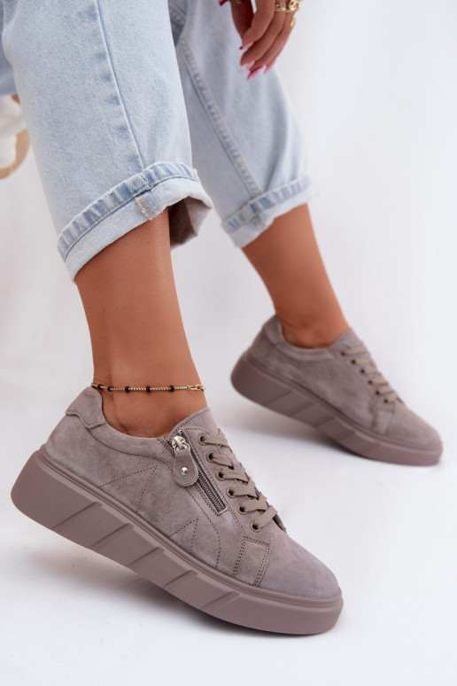 chaussures FémininActivéturalnego en daimu avec une plateforme beige Lunis