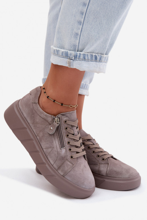 Chaussures à plateforme pour femmes en daim synthétique couleur sable Luna