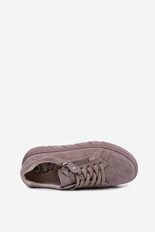 chaussures FémininActivéturalnego en daimu avec une plateforme beige Lunis