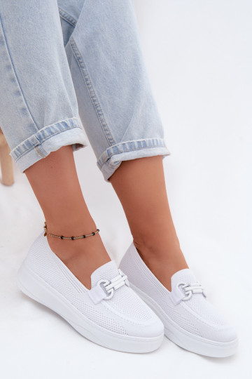 Chaussures à plateforme pour femmes avec ornements en blanc Freshy
