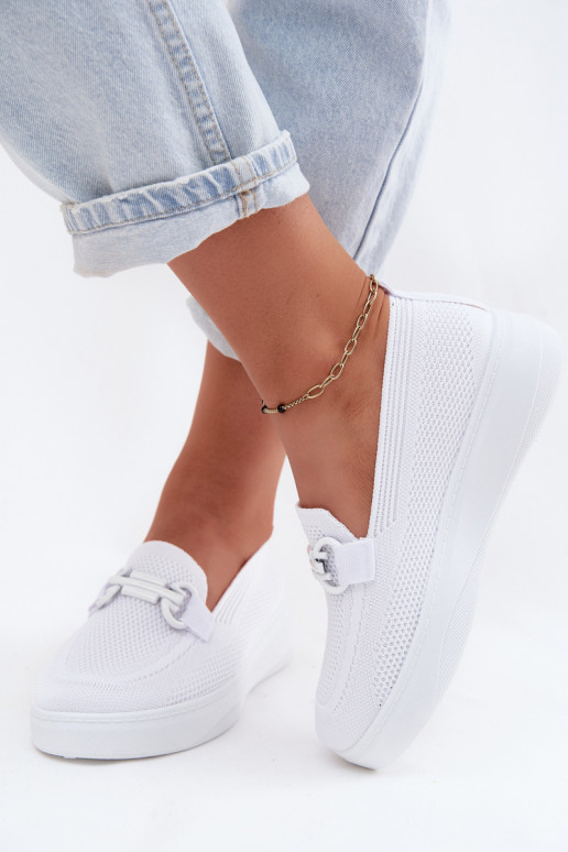 Chaussures à plateforme pour femmes avec ornements en blanc Freshy