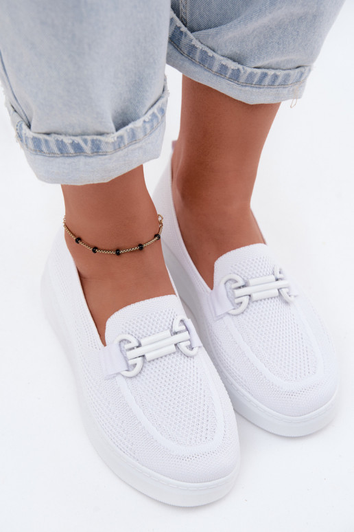 Chaussures à plateforme pour femmes avec ornements en blanc Freshy