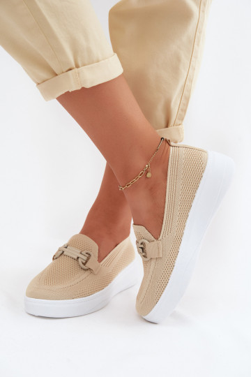 Chaussures à plateforme pour femmes avec ornements en couleur sable Freshy