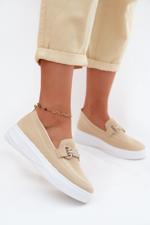  chaussures Féminin avec une plateforme avec des ornements beige Freshy