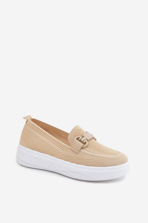 Chaussures à plateforme pour femmes avec ornements en couleur sable Freshy