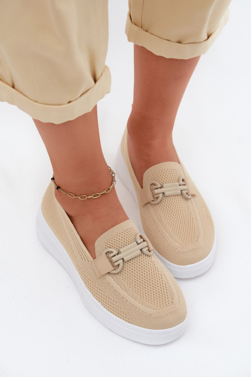 Chaussures à plateforme pour femmes avec ornements en couleur sable Freshy