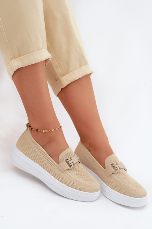 Chaussures à plateforme pour femmes avec ornements en couleur sable Freshy