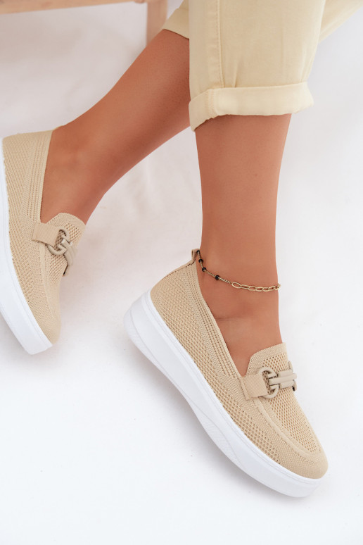 Chaussures à plateforme pour femmes avec ornements en couleur sable Freshy
