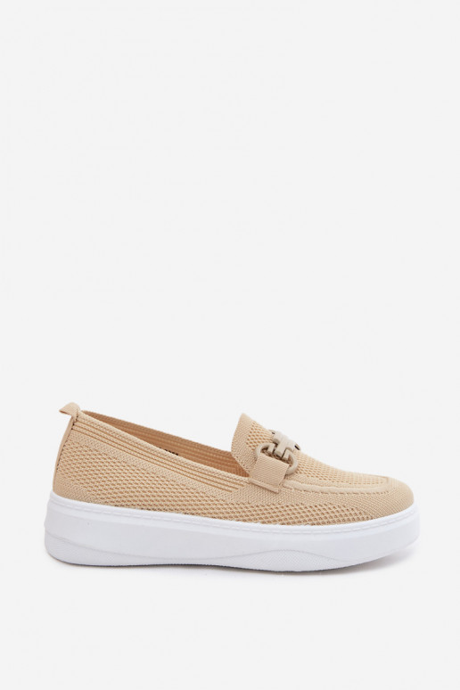  chaussures Féminin avec une plateforme avec des ornements beige Freshy