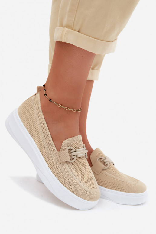 Chaussures à plateforme pour femmes avec ornements en couleur sable Freshy