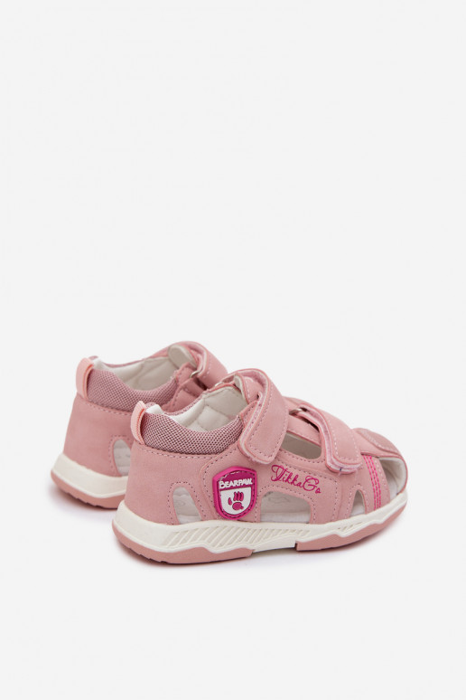 des sandales pour les enfants avec attaches adhésives couleur rose Ambera