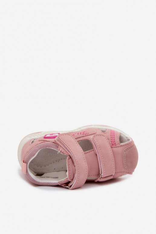 des sandales pour les enfants avec attaches adhésives couleur rose Ambera