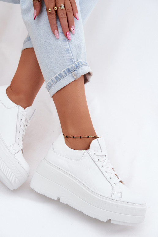 Baskets pour femmes avec plateforme en blanc Zazoo N1000S3