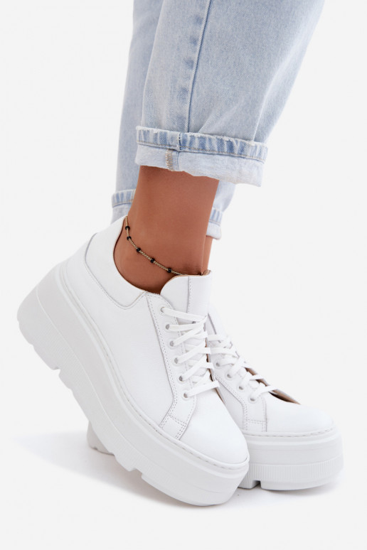 Baskets pour femmes avec plateforme en blanc Zazoo N1000S3