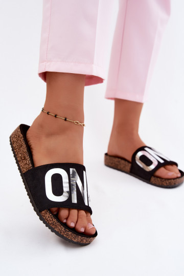 Chaussons pour femmes avec plateforme en noir ONE Vinceza 22-2217 2