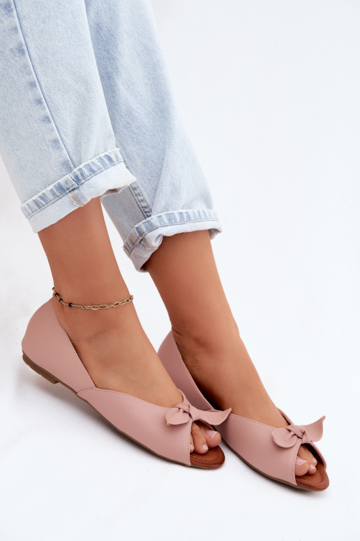 Ballerines pour femmes à bout ouvert en rose Vinceza 22-17201