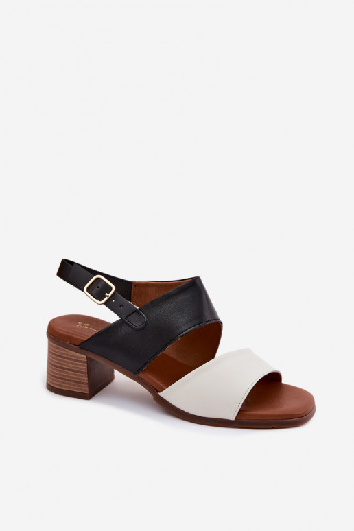Sandales à talons pour femmes en sable et noir Tai turiciejka E7396-01