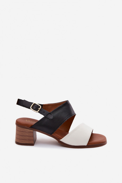 Sandales à talons pour femmes en sable et noir Tai turiciejka E7396-01