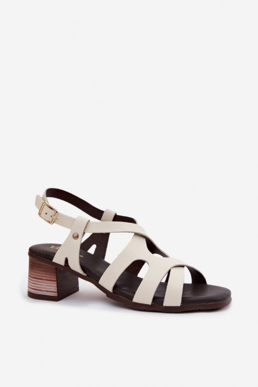 Peau Sandales à talons hauts pour femme Il fautciejka E7399-04 couleur ivoire