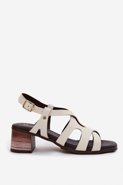 Peau Sandales à talons hauts pour femme Il fautciejka E7399-04 couleur ivoire