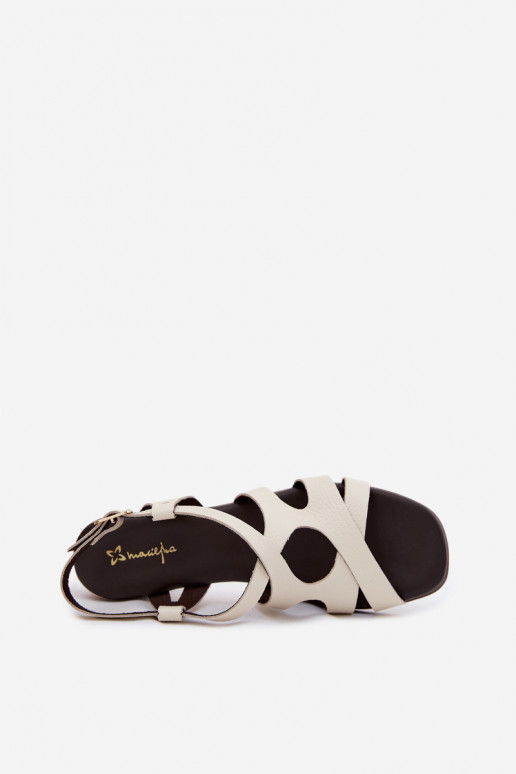 Peau Sandales à talons hauts pour femme Il fautciejka E7399-04 couleur ivoire