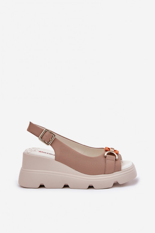 Sandales à plateforme pour femmes avec ornements de couleur sable Artiker 56C2208