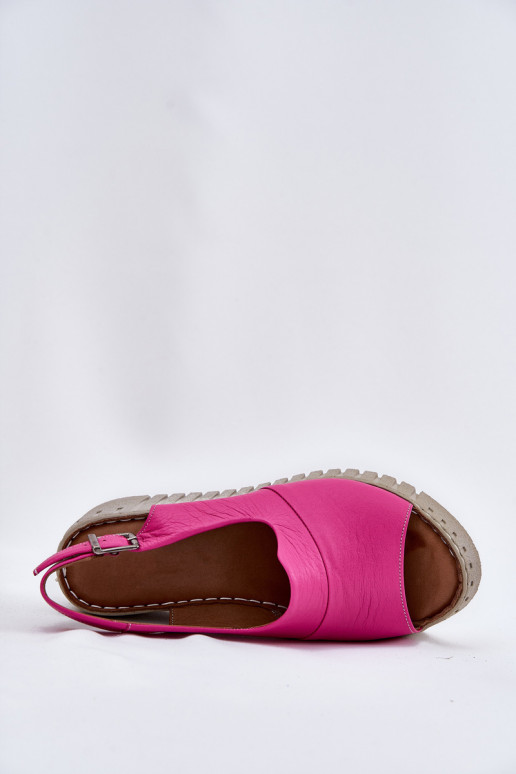 Sandales pour femmes avec éléments en cuir naturel sur plateforme de couleur rose Artiker 54C0789