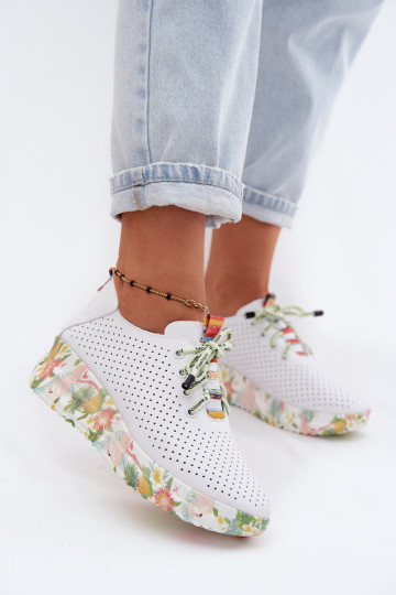 Chaussures en cuir à plateforme de couleur blanche Artiker 58C0598 2