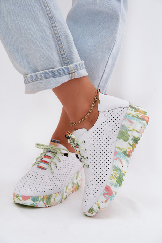 Chaussures en cuir à plateforme de couleur blanche Artiker 58C0598
