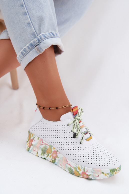 Chaussures en cuir à plateforme de couleur blanche Artiker 58C0598