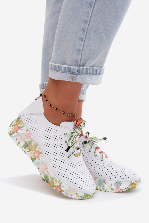 Chaussures en cuir à plateforme de couleur blanche Artiker 58C0598